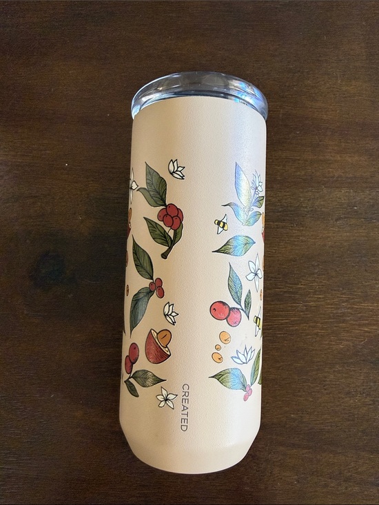 created Other - Big Island Cream Floral Insulated Travel Tumbler - 100% kona coffee print